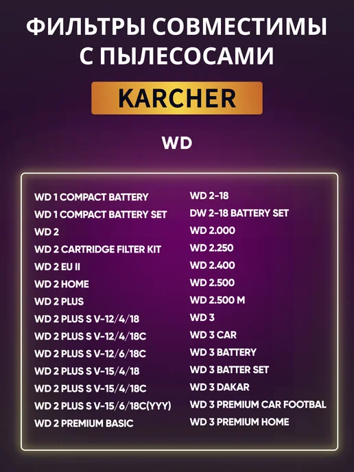 Karcher Фильтр для пылесоса WD3, WD2 plus, MV3 SE, белый, фото 3