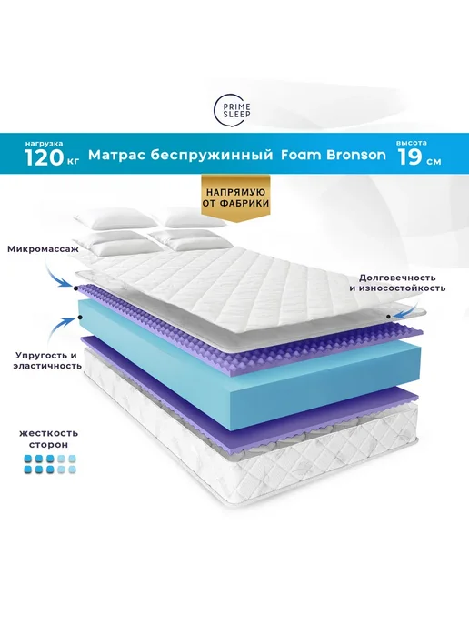 Prime Sleep Матрас 85х200 беспружинный ортопедический, 85x200