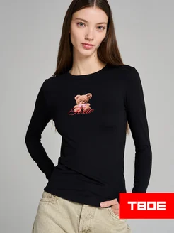 Лонгслив облегающий с принтом