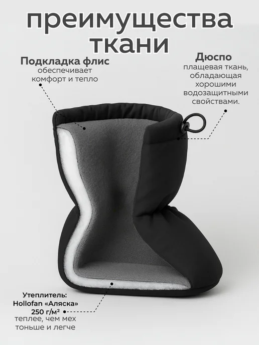 Little Kiddy Пинетки зимние для малышей и новорожденных, черный, фото 2