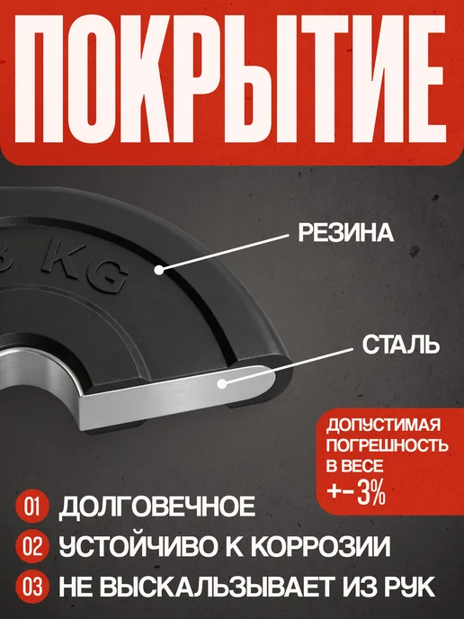 Mbbarbell Блины для штанги 31 мм 25 кг, металлическая втулка, 25 кг, фото 3