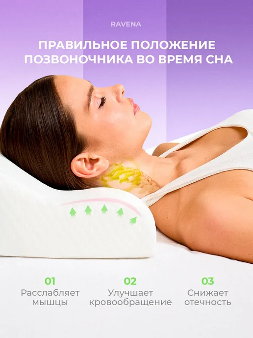Подушка ортопедическая с эффектом памяти, белый, фото 2