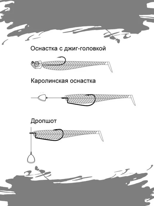 Силиконовая приманка, микроджиг-набор, серый, фото 2