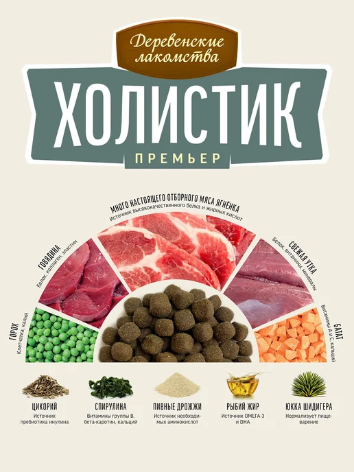 Сухой корм Деревенские лакомства Кошек для собак, ягненок, 0,4 кг, фото 8