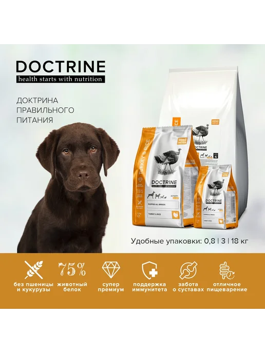 Сухой корм Doctrine для собак, щенки, индейка, 0,8 кг, фото 7