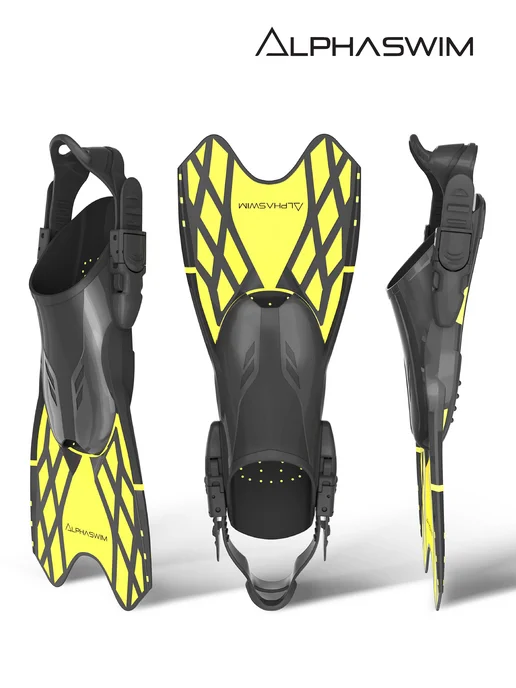 ALPHA SWIM ласты для снорклинга с открытой пяткой, черный