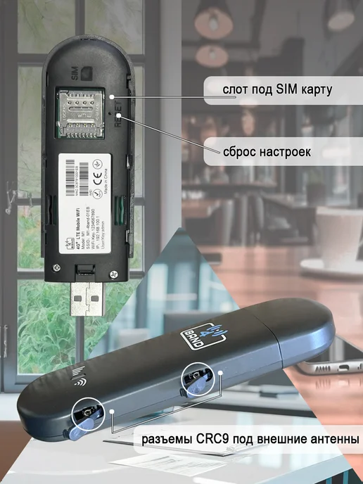 4BAND Модем 4G M1 USB + Wi-Fi с выносными антеннами 30см, 4 г, фото 2