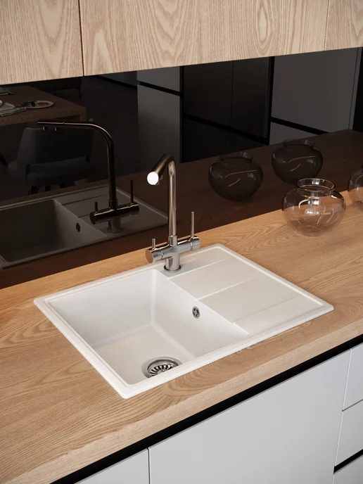 Sanbravo Мойка для кухни 62х48 Anise Smart белая матовая, 62x48, фото 5