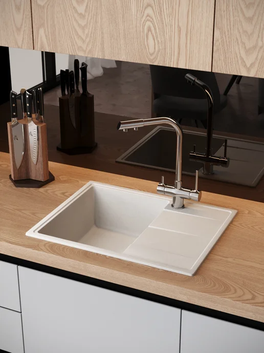 Sanbravo Мойка для кухни 62х48 Anise Smart белая матовая, 62x48, фото 7