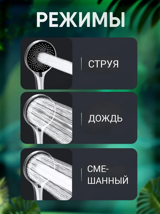 RefreshRain Лейка для душа без шланга большая 3 режима, вариант, фото 2