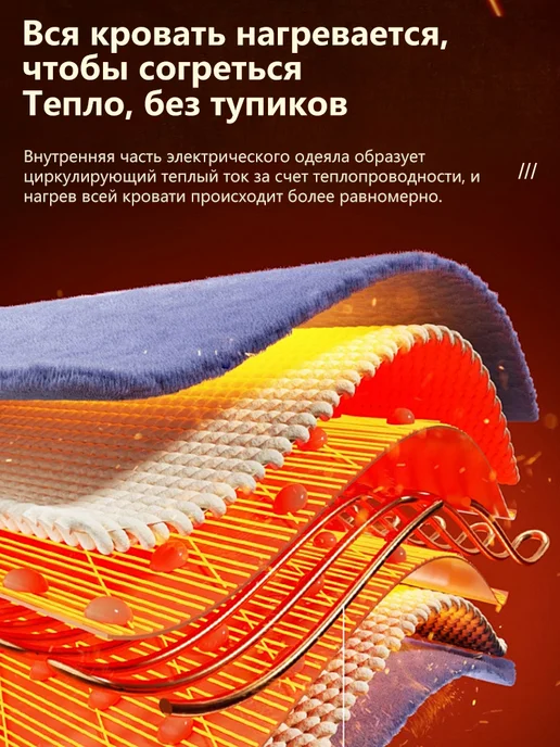 5 передач Синее электрическое одеяло 150*80, 150x80, фото 7