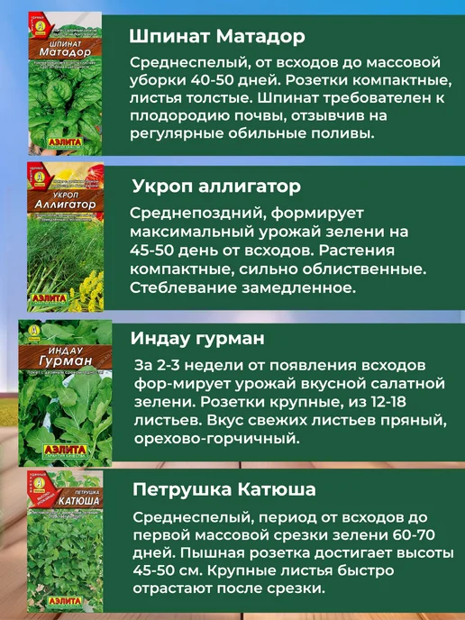 Агрофирма АЭЛИТА Семена зелени набор 10 шт, 10 шт, фото 3