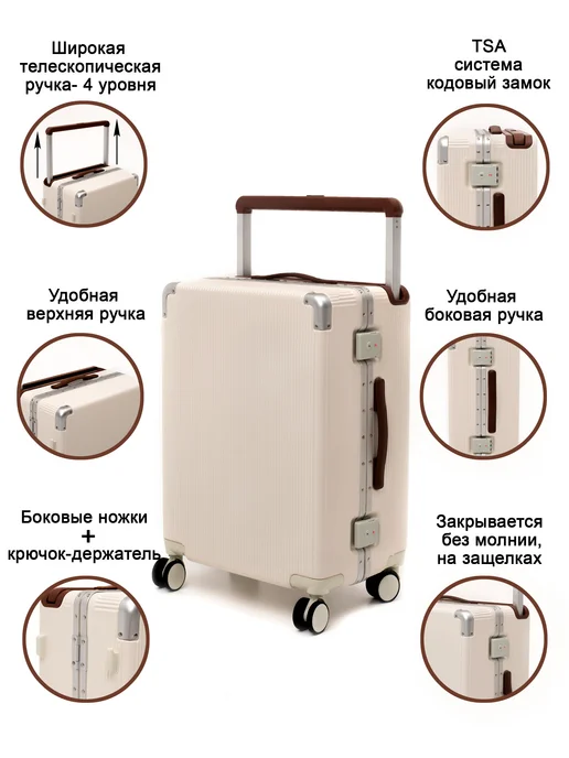 Чемодан на колесах S, белый, фото 7