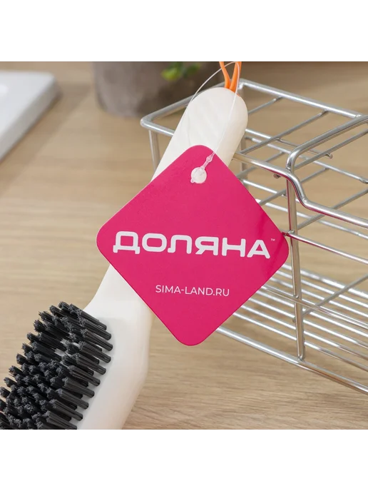 Доляна Щетка с дозатором для посуды и кухни пластиковая, белый, фото 5