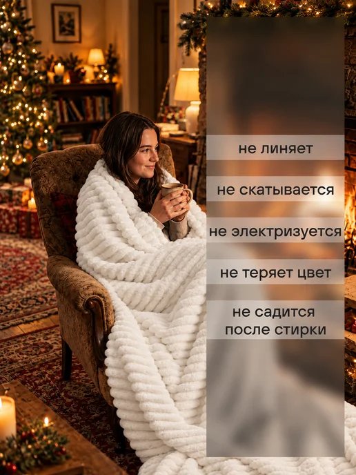 Sortex Плед 140х200 см пушистый на диван и кровать, 200x220 см, фото 2