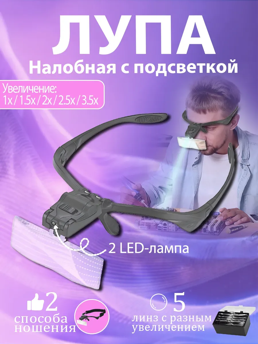 Лупа-очки увеличительные с led-подсветкой