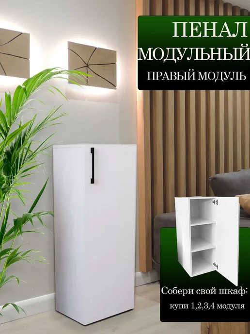 Мебельная фабрика ЛИНИЯ Шкаф пенал правый для одежды и обуви распашной, белый