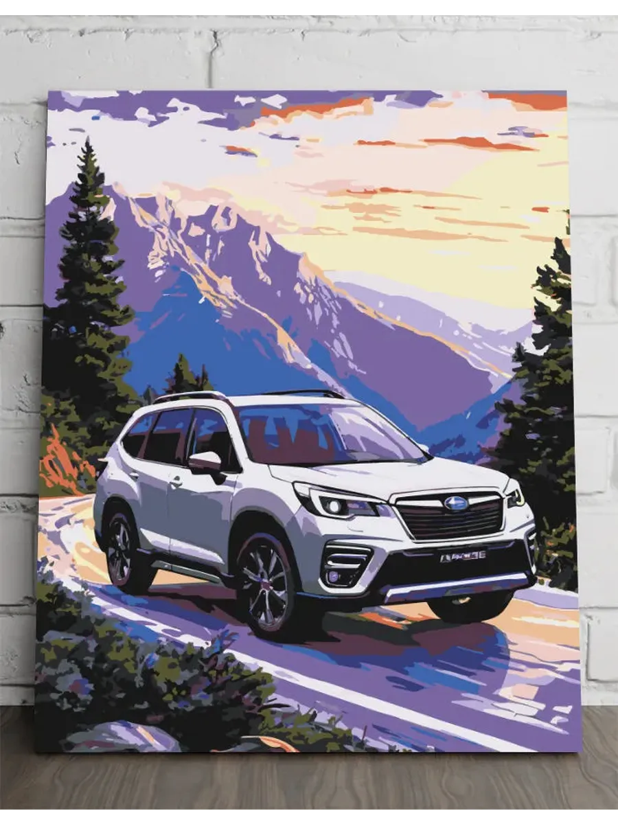 Subaru Forester — на закате — 40×50 см