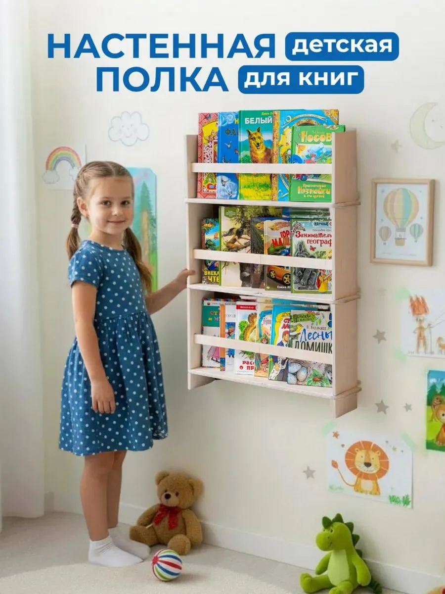 Полка настенная детская для книг