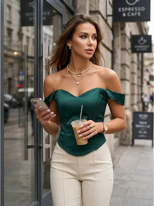 ShopMood Топ корсет вечерний утягивающий, зеленый