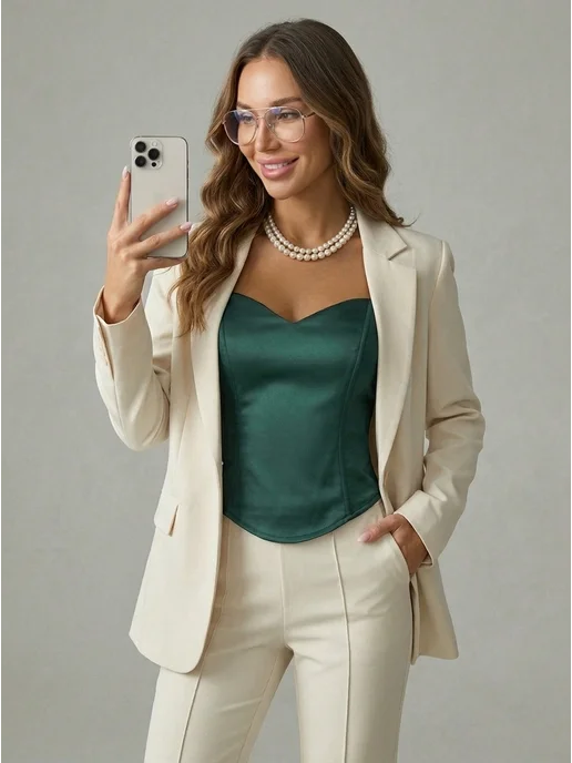 ShopMood Топ корсет вечерний утягивающий, зеленый, фото 4