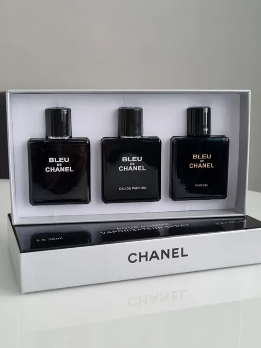 Подарочный набор духов Blue De Chanel 3 в 1 Мужские, синий