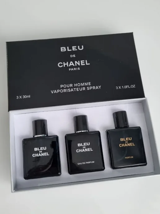 Подарочный набор духов Blue De Chanel 3 в 1 Мужские, синий, фото 2
