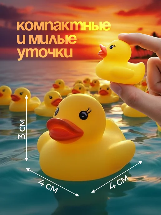 Papico Мини уточки резиновые для ванны 50 штук, желтый, фото 2
