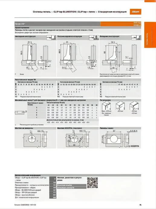 Blum Петля мебельная 110° вкладная с пружиной с планкой 0 мм, серый, фото 3