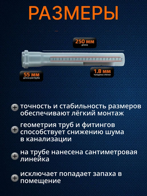 Труба канализационная Ostendorf Ф32 мм, длина 250 мм, 1 шт, 1 шт, фото 4