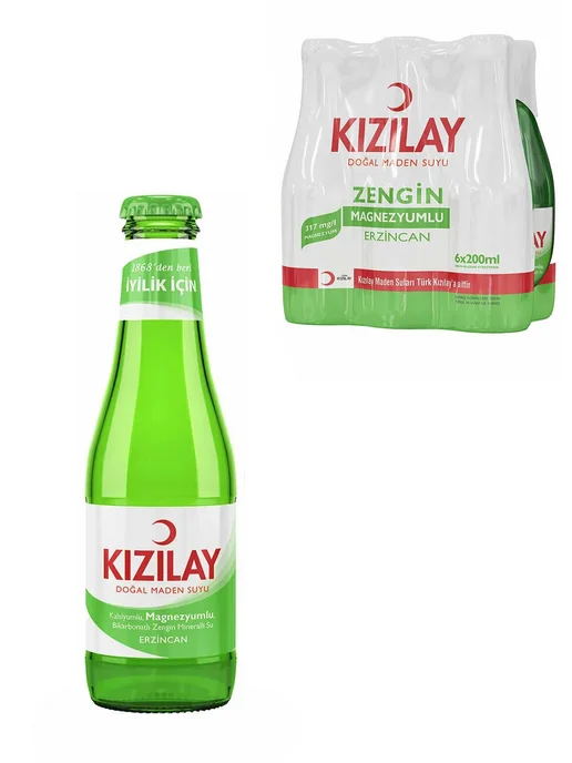 KIZILAY Минеральная вода газированная (классическая),6шт*200мл(Kiz), 6 шт, 200 мл, фото 2