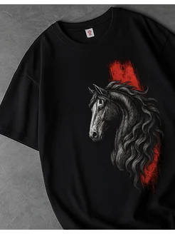 Футболка оверсайз с лошадью