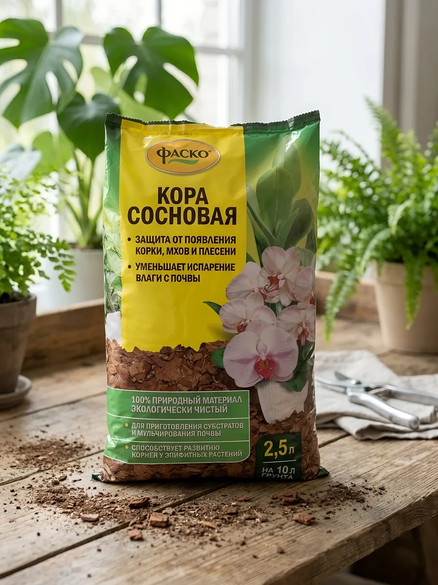 Сосновая кора для мульчирования и дренажа 3 л
