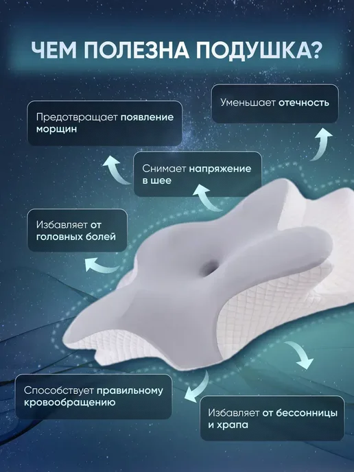 Подушка ортопедическая при остеохондрозе и болях в шее, белый, фото 7