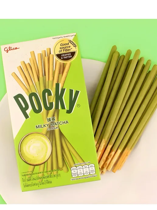Pocky Поки шоколадные палочки зеленый чай, зеленый, фото 3