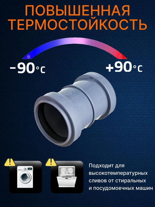 Муфта канализационная ремонтная 50 мм. 1 шт, 1 шт, фото 4