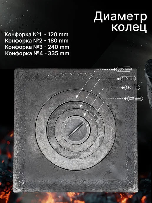 СИО-Metall-RB Плита чугунная с узором для печи П1-4 512х512 мм, 512x512 мм, фото 2