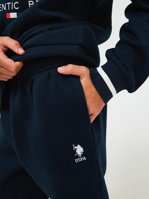 U.S. Polo Assn. Спортивный костюм с начесом, синий, фото 4