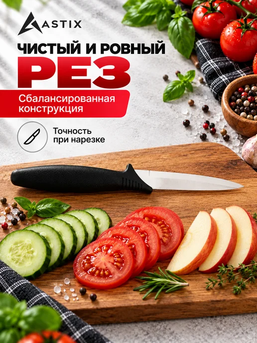 Astix Нож универсальный кухонный 10.5 см, черный, фото 5