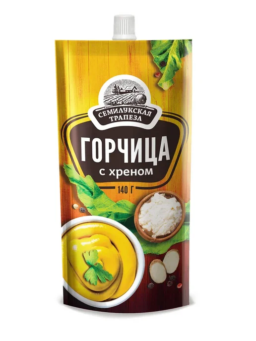 Семилукская Трапеза Горчица с хреном, 140 г, 140 г