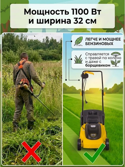 Газонокосилка электрическая с травосборником ELM-11А32 — фото 3