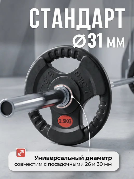 VictoryFit Блин для штанги гантелей грифа обрезиненные 1,25 кг, 2,5 кг, фото 4