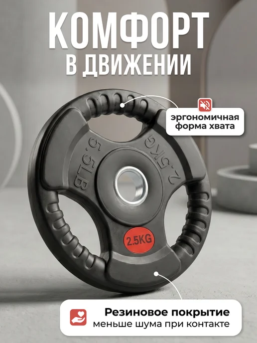 VictoryFit Блин для штанги гантелей грифа обрезиненные 1,25 кг, 2,5 кг, фото 5