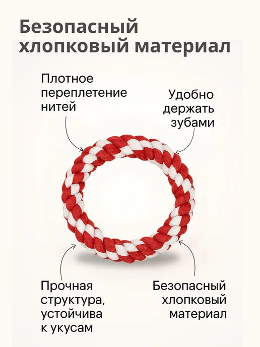 FOXKON Игрушка кольцо для собак мелких и средних пород, белый, фото 3