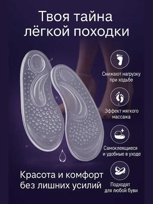 Варух Универсальные силиконовые стельки для обуви, вариант, фото 2