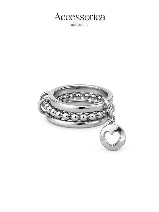 Аксессорика Кольцо широкое с подвеской сердце бижутерия Accessorica, вариант, фото 4