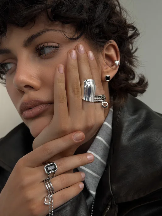 Аксессорика Кольцо широкое с подвеской сердце бижутерия Accessorica, вариант, фото 7