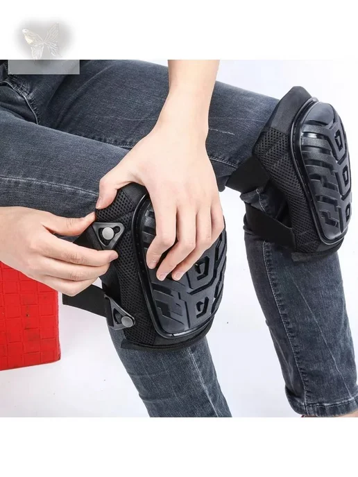 Строительные наколенники с защитой 4XL черные, черный, фото 8