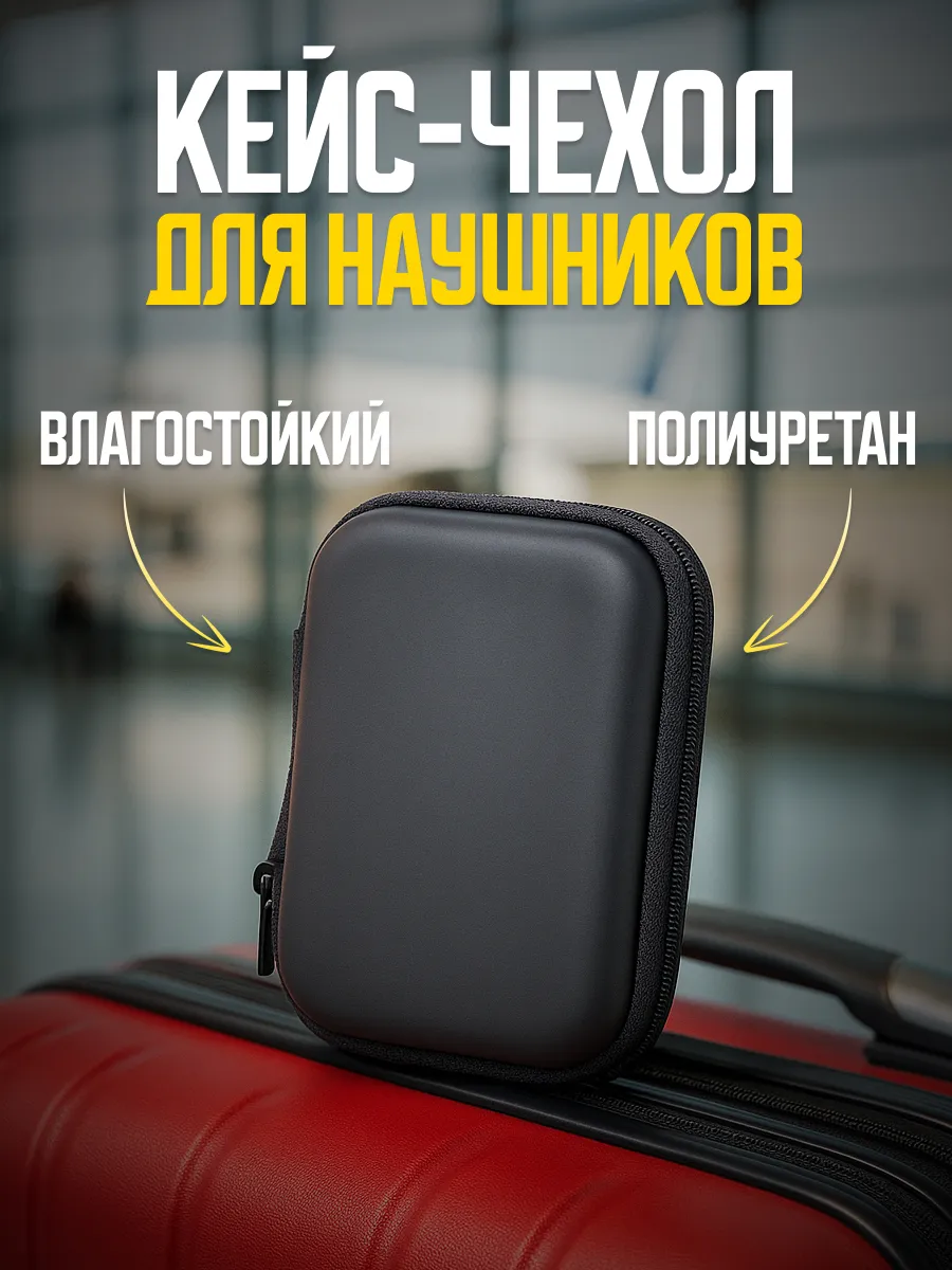 Чехол-кейс на молнии для проводных и беспроводных наушников