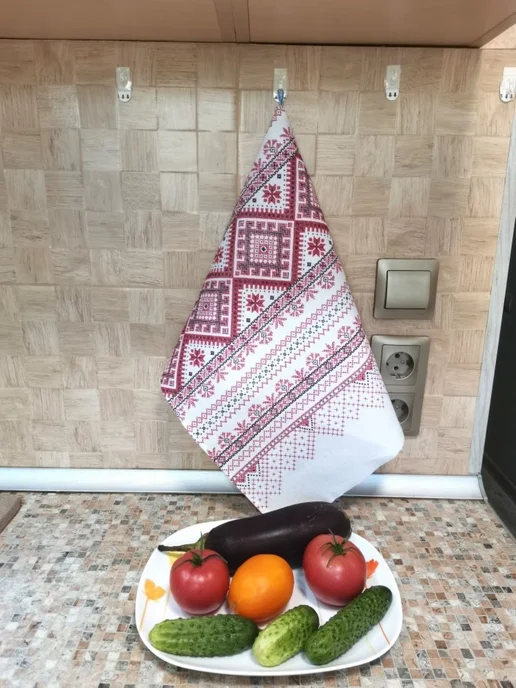 Полотенце кухонное из рогожки, черный, фото 2